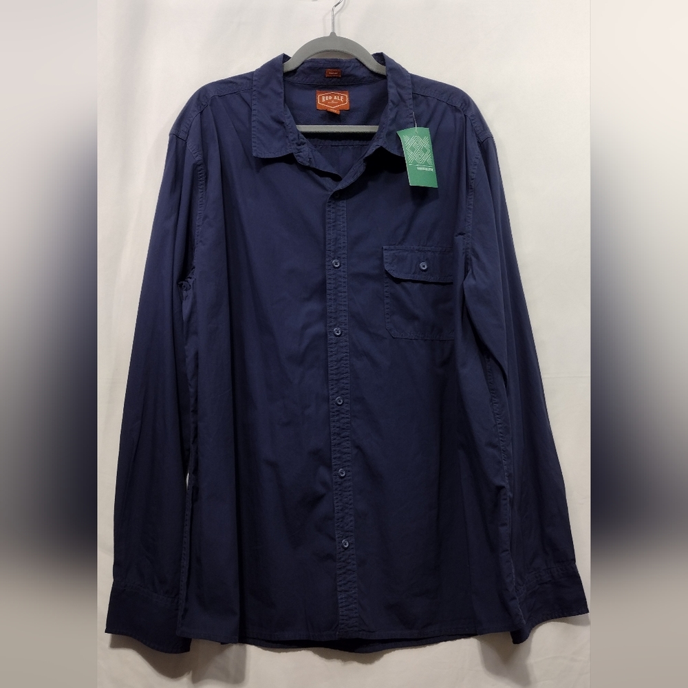 NWT Stitch Fix Red Ale Poplin Shirt Men's XXL Blue Boho Utility Casual Office